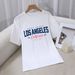 Women's Casual Round Neck Short Sleeve T-Shirt Multi-Color American Style Simple Fashionable Sports Top Solid Loose Printed_ecoleips.com