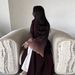 Elegant Muslim Abaya Dress With Gradient Bell Sleeves & Flowy Hem – Modest Long Dress For Women (Available In Wine Red & Navy Blue)_ecoleips.com
