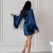 New Foreign Trade Textured Patchwork Feather Soft Pajamas Three-Piece Set Cross-Border European And American_ecoleips.com