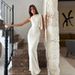 Summer Fashionable Women's Slim Fit One Shoulder Ribbon Dress Elegant Solid Color (Spot Import Export) 2025_ecoleips.com