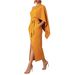 Slim Fit Asymmetrical Collar Cape Dress For Women Elegant American Fashion Evening Gown Hot Selling_ecoleips.com