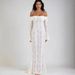 European And American Cross-Border Lace Hollow Out Off-Shoulder Flared Sleeve Bodycon Dress Elegant Sexy Strapless_ecoleips.com