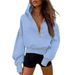 Women's Half-Zip Hooded Sweatshirt Long Sleeve Casual Pullover Loose Fit Fashionable Streetwear Soft Fleece Comfortable Sportswear_ecoleips.com