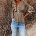 Women’s Solid Jacquard Cotton Blouse – Elegant Lantern Sleeves & Relaxed Fit For Timeless Style_ecoleips.com