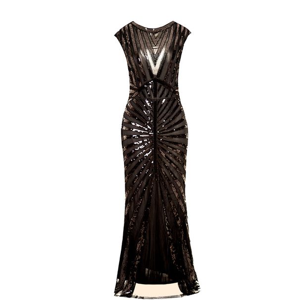 Women's Clothing Sequined Fishtail Hem Long Slim Dress For Evening Party Annual Meeting High End Banquet Cocktail Dress_ecoleips.com
