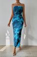 2024 European American Foreign Trade Cross-border Women's Clothing Shein Strapless Dress With Slit Hem And_ecoleips.com
