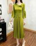 Plus Size Women's Slim Fit Casual Dress European And American Style Fashionable Solid Color Pleated_ecoleips.com