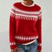 "Oversized Round Neck Sweater – Women's Color-Block Knit Pullover (Beige/Red, S-XXXXL, Relaxed Fit, European Minimalist Style)"_ecoleips.com