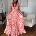  Floral Backless Wrap Dress – High Waist A-Line Summer Dress For Women, Casual Boho Chic Dress With V-Neck, Sleeveless Long Dress_ecoleips.com