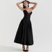 2024 Spring New Sexy Long Strapless V-neck Fishbone Waist A-line Dress For Women_ecoleips.com