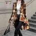 Women's Elegant Plaid Button Front Jacket Long Sleeve High Low Flared Design Spring/Autumn_ecoleips.com