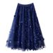 K Mesh Embroidered Half Skirt With Gentle Temperament, Medium Length Skirt, Three-dimensional Flower Heavy Yarn Skirt, Small Fresh Fairy Skirt_ecoleips.com