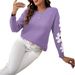Floral Jacquard Knit Sweater – Women's Elegant Crewneck Pullover (S-L, Long Sleeve, Nylon Blend, Violet/Army Green/Light Grey/Rose)_ecoleips.com