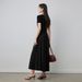 Black SwanMature Style For Women Summer Outerwear Silk Short Sleeve Flared French Slim Fairy Dress_ecoleips.com