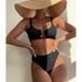 Women's Sexy Ring-Detail Bikini Set - Multi-Color European & American Style Split Swimsuit For Beach & Pool_ecoleips.com