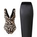 Leopard Print Deep V One Piece Swimsuit Slimming High End Feel Cross Border Export Sexy Beach Set Wrap Skirt for Women_ecoleips.com
