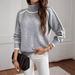 Women's Knit Sweater Long Sleeve High Neck Pullover Solid Color Loose Casual Fall Winter Tops_ecoleips.com
