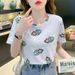 Summer Women's Front Shoulder Short-sleeved T-shirt New Loose Mother White Half-sleeved T-shirt Top Summer Wear_ecoleips.com