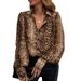 Women's Clothing New Fashion Elegant Leopard Print Long Sleeved Cardigan Shirt Tops_ecoleips.com