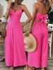 Women's Clothing Summer New Fashion Floral Overalls Suspenders Wide Leg Jumpsuit_ecoleips.com