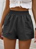 Aria Basics Aria Basics 2025 European And American Cross-border Women's Shorts, Fashionable Elastic High-waisted A-line Pocket Wide-leg_ecoleips.com