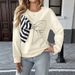 "Bow-Knot Sweatshirt – Cream Ribbed Polyester Comfort (S-XL) | Korean Relaxed Fit With 3D Accents"_ecoleips.com
