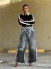 Women's Distressed Faux Leather 3D Printed Two-Piece Set Casual Cotton Jeans Spring/Autumn Summer Collection_ecoleips.com