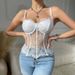 European And American Style Sexy Fishbone Underwire Lace Trim See-through Patchwork Women's Camisole Tight Corset_ecoleips.com