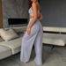 Foreign Trade Summer New Women's Fashion Suspender Vest Two-piece Set Sports Knitted Wide-leg Trousers Set_ecoleips.com