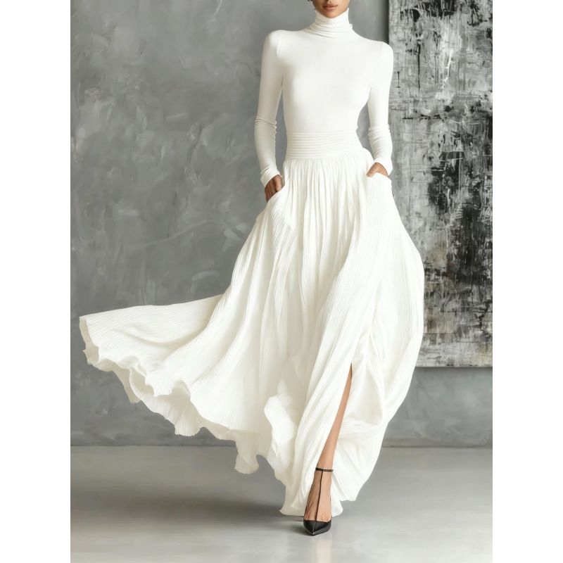 Elegant French Retro Style Slim Fit Women's Dress Set - Soft & Luxurious Minimalist Outfit_ecoleips.com