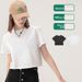 Summer 210g Korean Version Of The Open Button Short-sleeved Women's Model With Pure Cotton T-shirt Ins Tide Brand T-shirt Wholesale Spot Short_ecoleips.com
