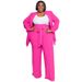 Women's Clothing Plus Size Fashion Temperament Professional Leisure Long Sleeved Trousers Tie Two Piece Suit_ecoleips.com