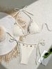 Women's Clothing Swimsuit Women New Shell Bikini Triangle Cup Sexy Halter Neck Strap Lace Up Swimsuit_ecoleips.com