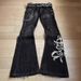 Women's Clothing Retro Embroidery Heavy Work Hot Girl Punk Washed Black Straight Flared Jeans For Women And Men_ecoleips.com