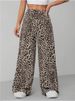 K Street Style Low Waist Casual Pants Straight Leg Wide Leg Pants Fashionable And Versatile Leopard Print Pants_ecoleips.com