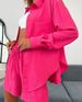 Women's Clothing Solid Color Single Breasted Long Sleeved Shirt Loose Fashion Casual Shorts Suit_ecoleips.com