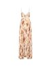 High-End French Style Floral Print Lace Trimmed Pleated Maxi Skirt Backless Dress for Beach Vacations_ecoleips.com
