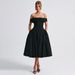 Elegant Women Solid Dress, Classic Off‑Shoulder Strapless Design, Minimalist Solid Tone, Graceful Slimming Casual Party Dress_ecoleips.com