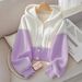Women's Clothing Women's Style Patchwork Hooded Knit Sweater Pink Relaxed Fit High End Knitted Top Long Sleeve For Formal & Casual_ecoleips.com