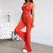 AD397 European American Style 2025 Summer New Fashion Sexy Ruched Halter Neck Waist-cinching Tank Top And Long Pants Set_ecoleips.com