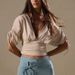 Women's Fashionable Drawstring Design Deep V Neck Short Sleeve Top Solid Color Elegant Summer INS Style Wholesale_ecoleips.com