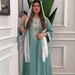 Elegant Long Sleeve Embroidered Loose Fit Arabic Dress For Women - Light Blue, Comfortable & Stylish Middle Eastern Fashion_ecoleips.com