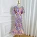 Women's Clothing Exquisite Heavy Handmade Three Dimensional Color Embroidery Puff Sleeve Hip Wrapped Temperament Fishtail Skirt_ecoleips.com