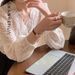 Women's Lace V-Neck Cardigan Short-Length Blouse Comfortable Fit Elegant Layering Essential for Spring Versatile_ecoleips.com