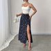 Women's Floral Print High Slit Midi Skirt European American Style 2025 Fashion Sexy Sweet Cross Border Design_ecoleips.com