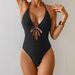 Aria Basics 2025 New European And American Hollow V-Neck Ring Sexy Spring Hot Girl One-Piece Bikini Swimsuit_ecoleips.com