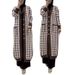 Elegant Houndstooth Long Cardigan For Women – Modest Muslim Abaya Coat, Polyester Blend Open Front Knit Sweater With Pockets, Plus Size Friendly_ecoleips.com