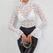 Women's Sexy Paisley Lace Slim Fit Flared Sleeve Top Style Suitable For Outerwear And Innerwear_ecoleips.com