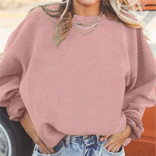 Distressed Cotton Sweatshirt – Oversized Drop-Shoulder Pullover (S-XXL, 6 Vintage Tones)_ecoleips.com