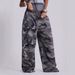 American Street Retro Camouflage Print Edge Loose Straight Casual Trousers Sweatpants Women And Men Spring And Summer_ecoleips.com